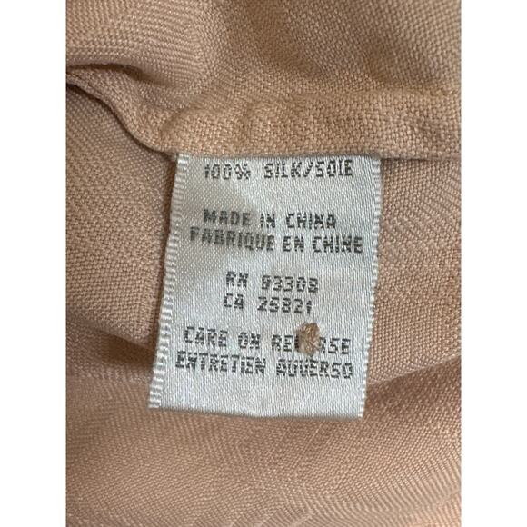 Vintage 100% Silk Peach Collared Long Sleeve Button Up Womens 1X Pink Orange - Picture 9 of 10